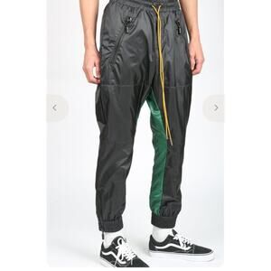 Rhude Nylon Flight Track Pants Black Green Men's M Colorblock Gorpcore Utility